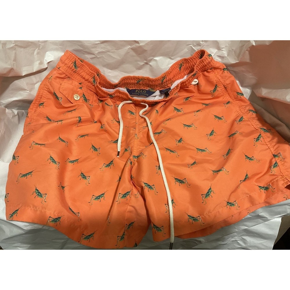 Polo Ralph Lauren Mens Orange Swim Trunks L Grasshopper Design